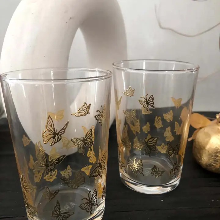 tea glasses - tiny butterflies