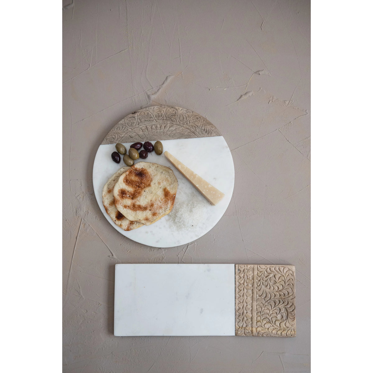 round hand-carved serving board