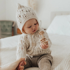 leaf lace baby cardigan in natural