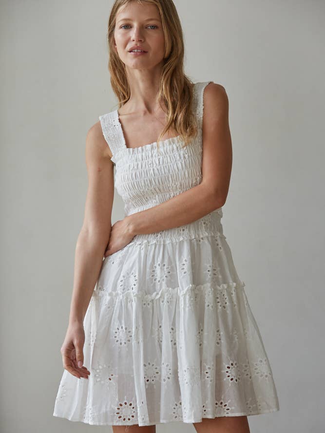 woven cotton eyelet dress
