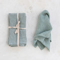 18" square linen napkins in mint blue