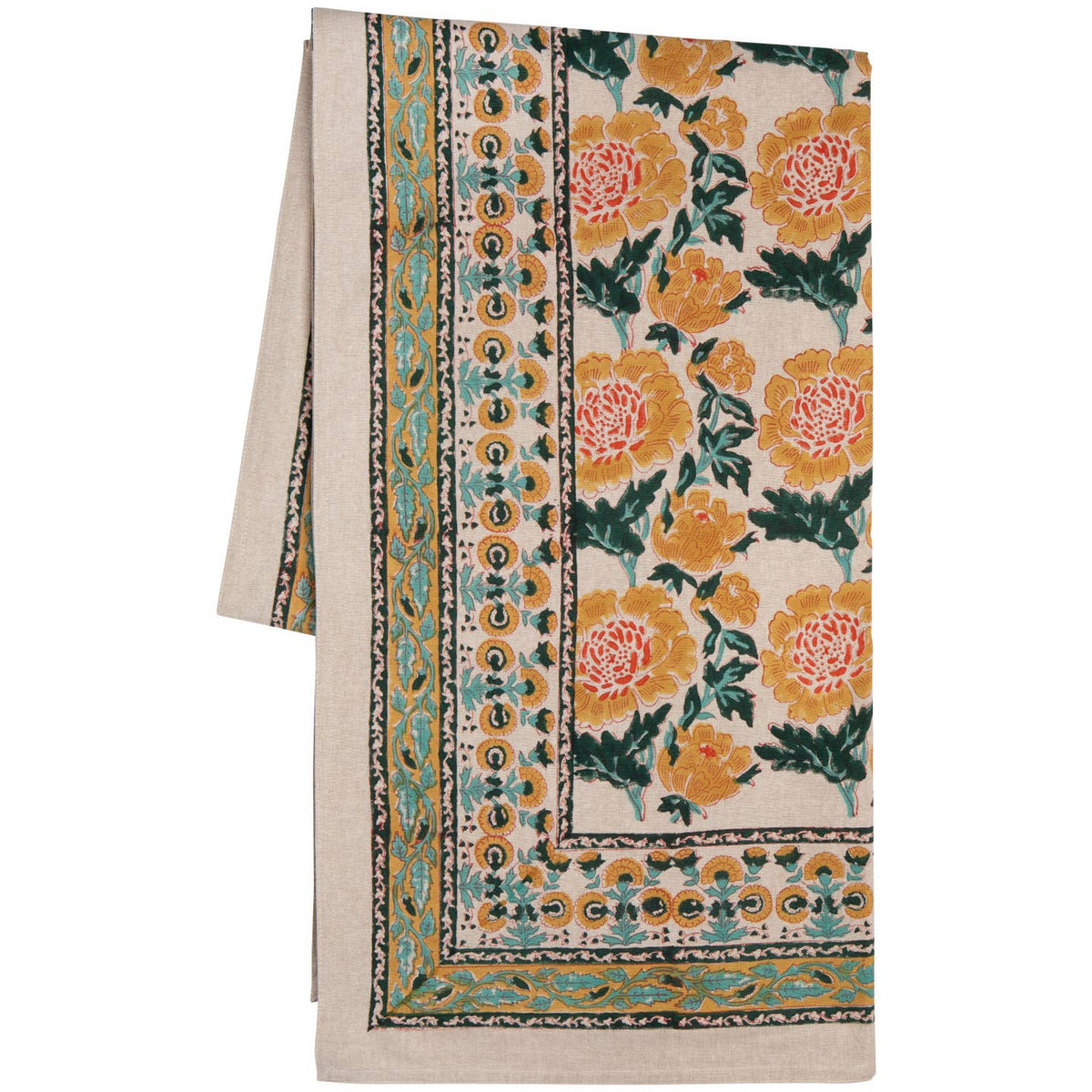 goldenrise block print tablecloth