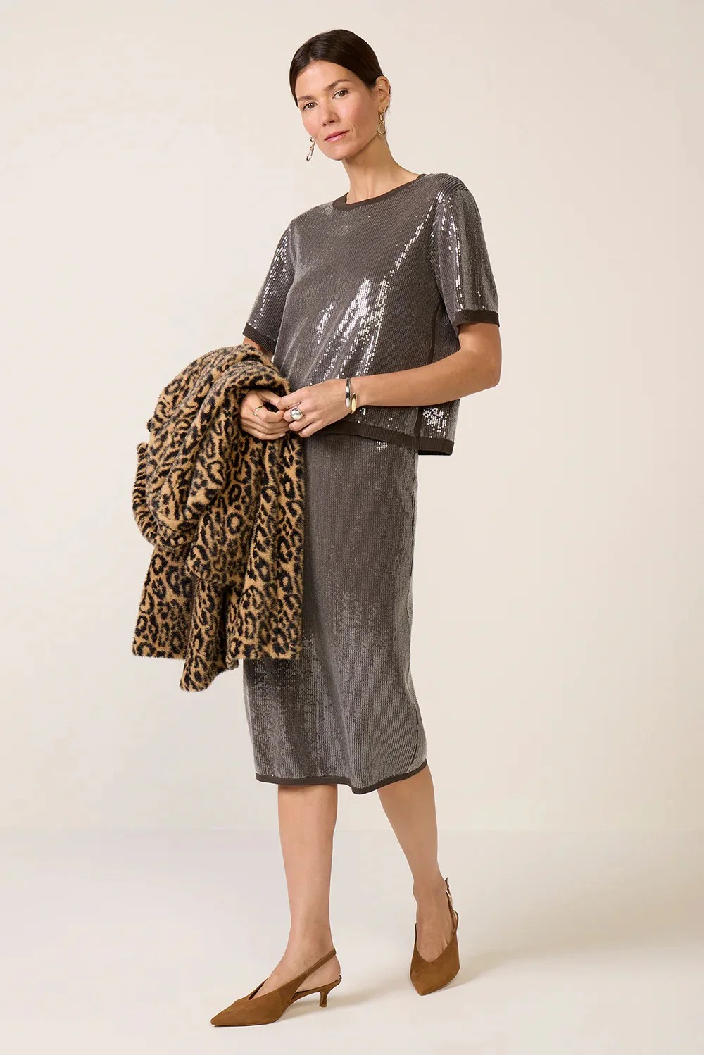 sparkle sequin pencil skirt in ink