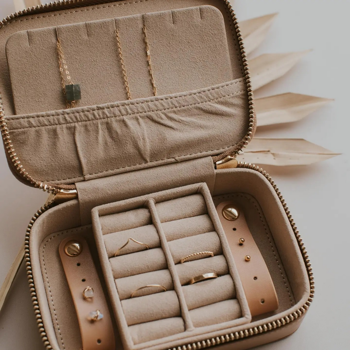 jewelry travel case in sand
