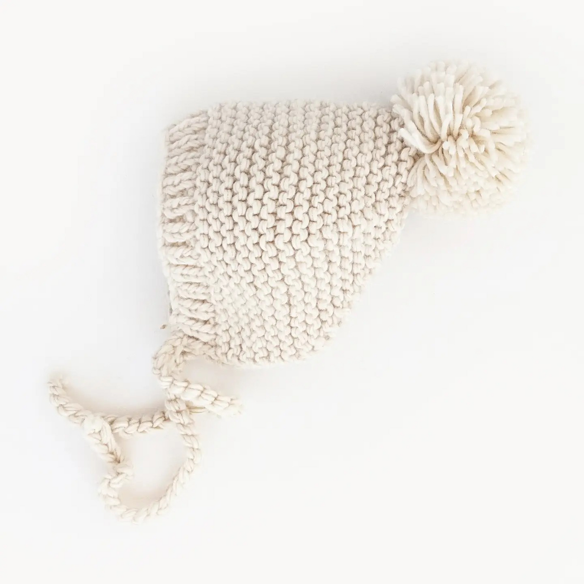 garter stitch baby bonnet - natural