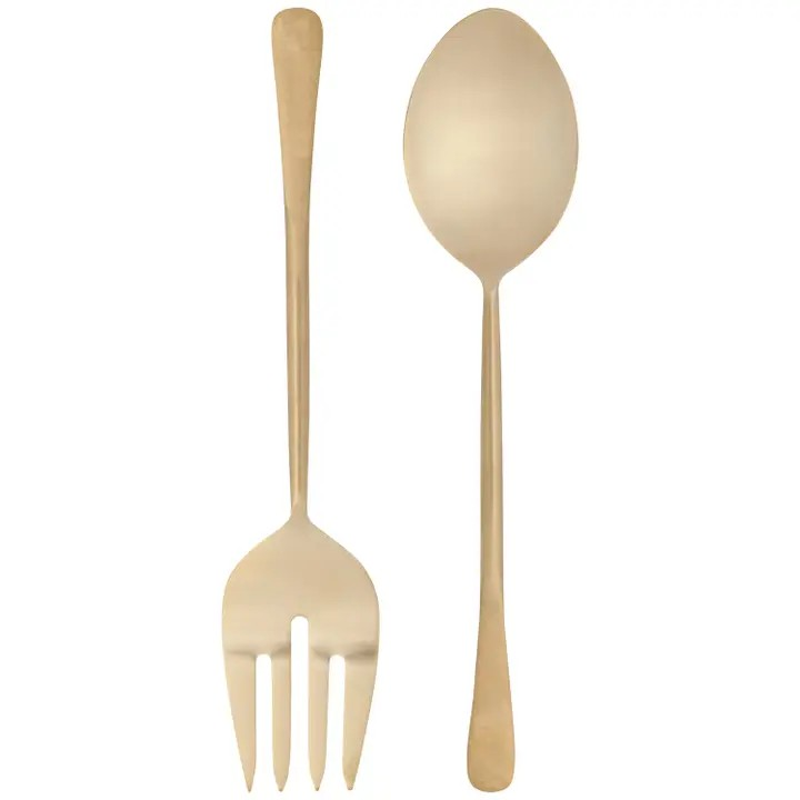 stainless steel salad server set - gold