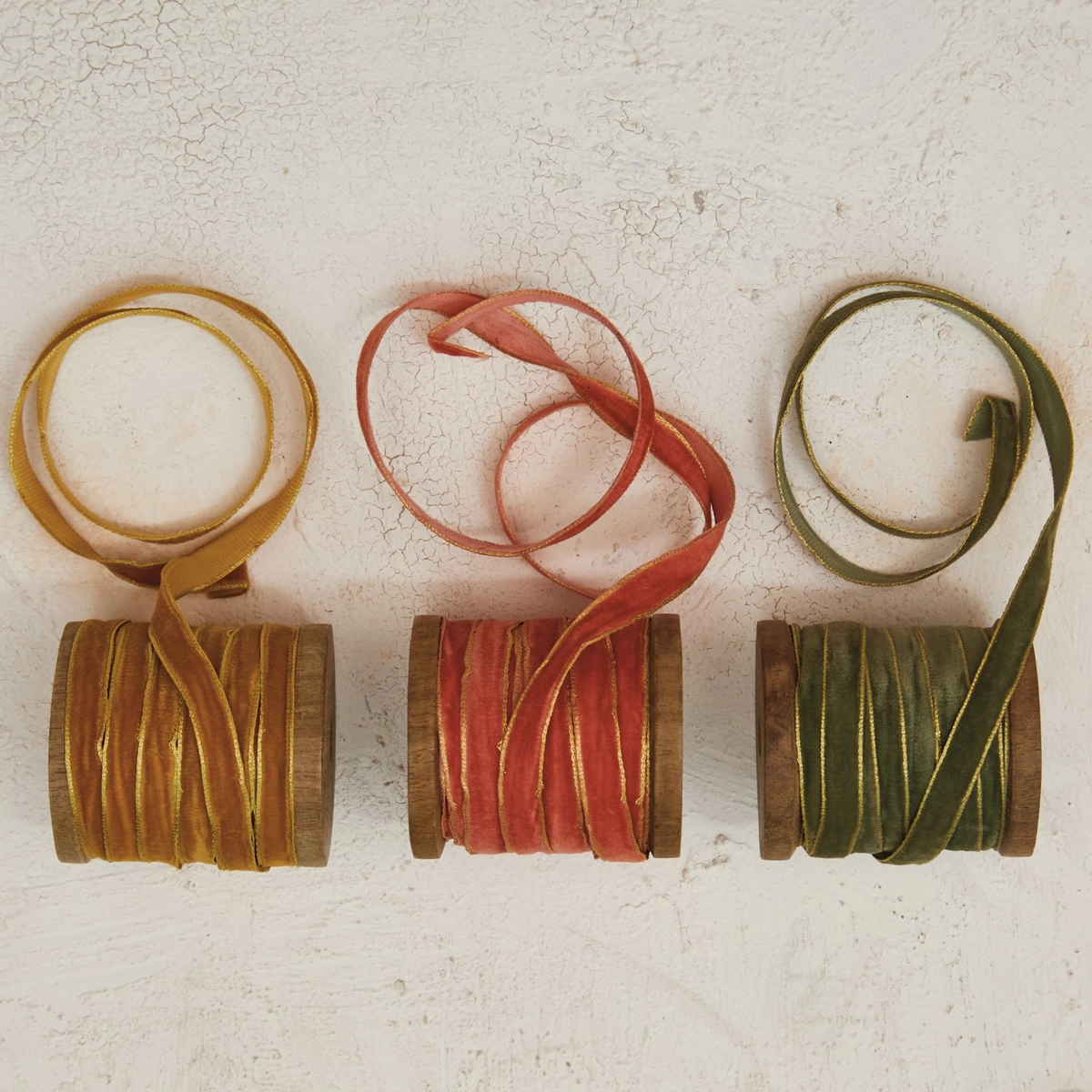 velvet ribbon on wooden spool