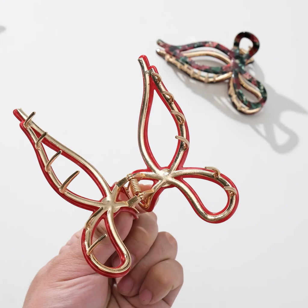holiday bow claw clip