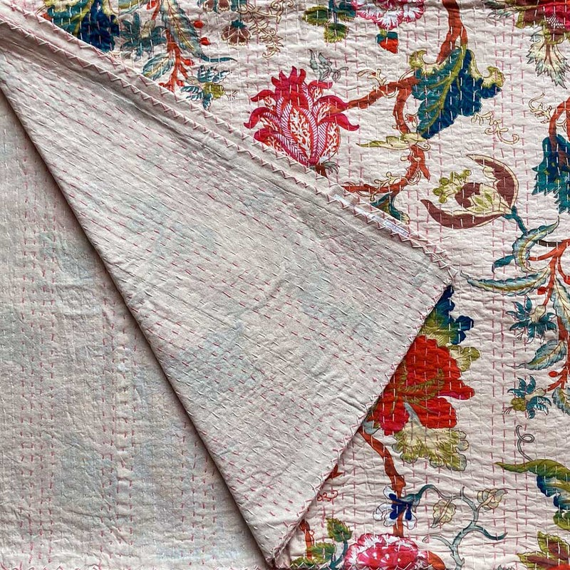 kantha quilted throw