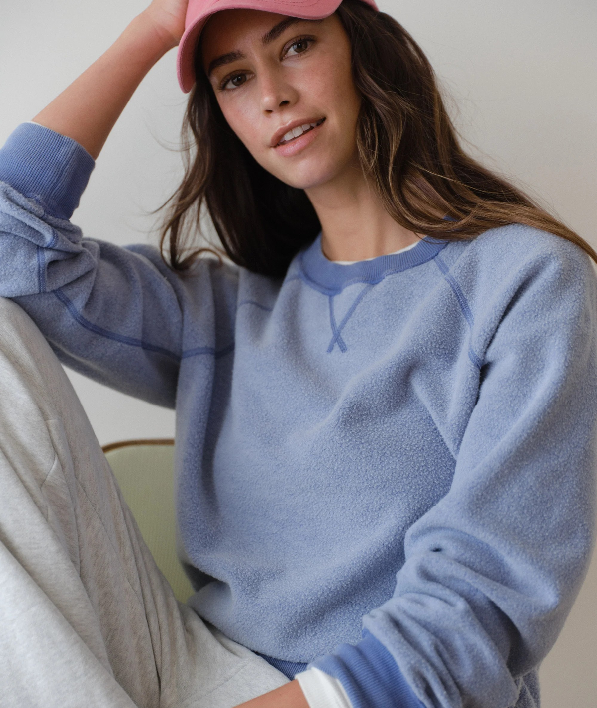cloud 9 reversible crew neck in faded denim