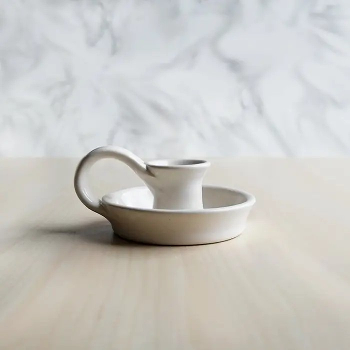 ceramic candle holder in white