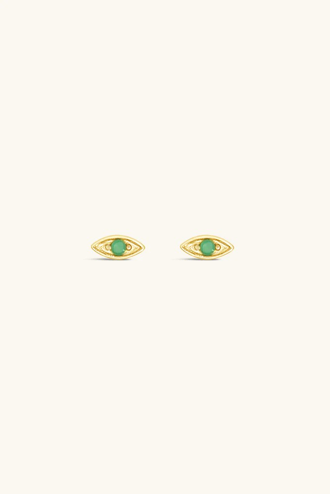 evil eye stud in emerald