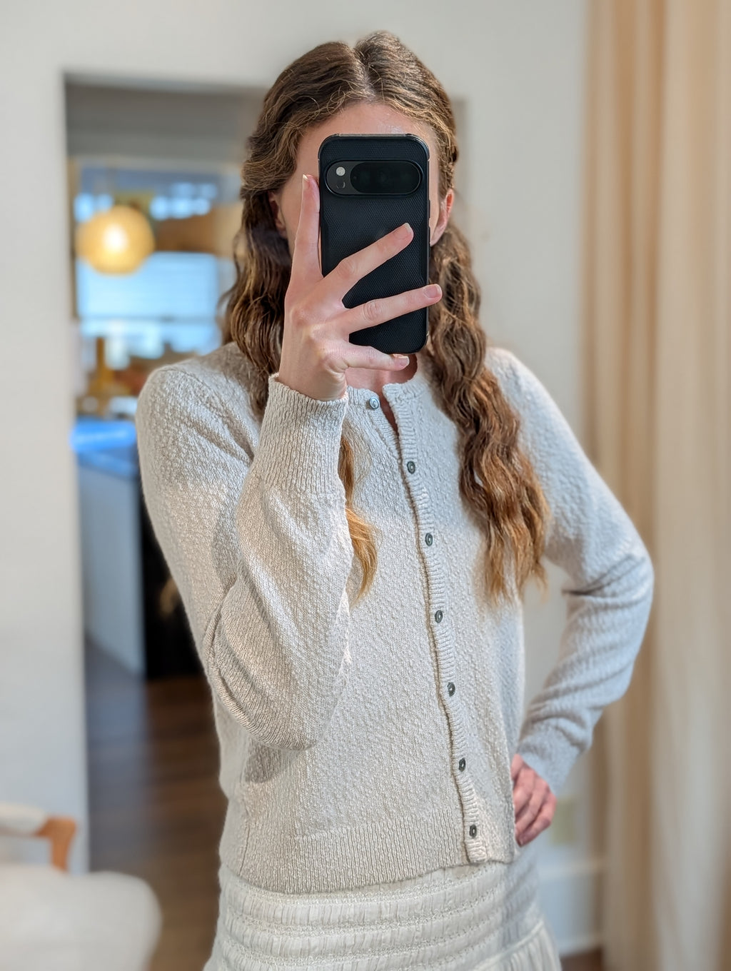 boucle cardi in chalk