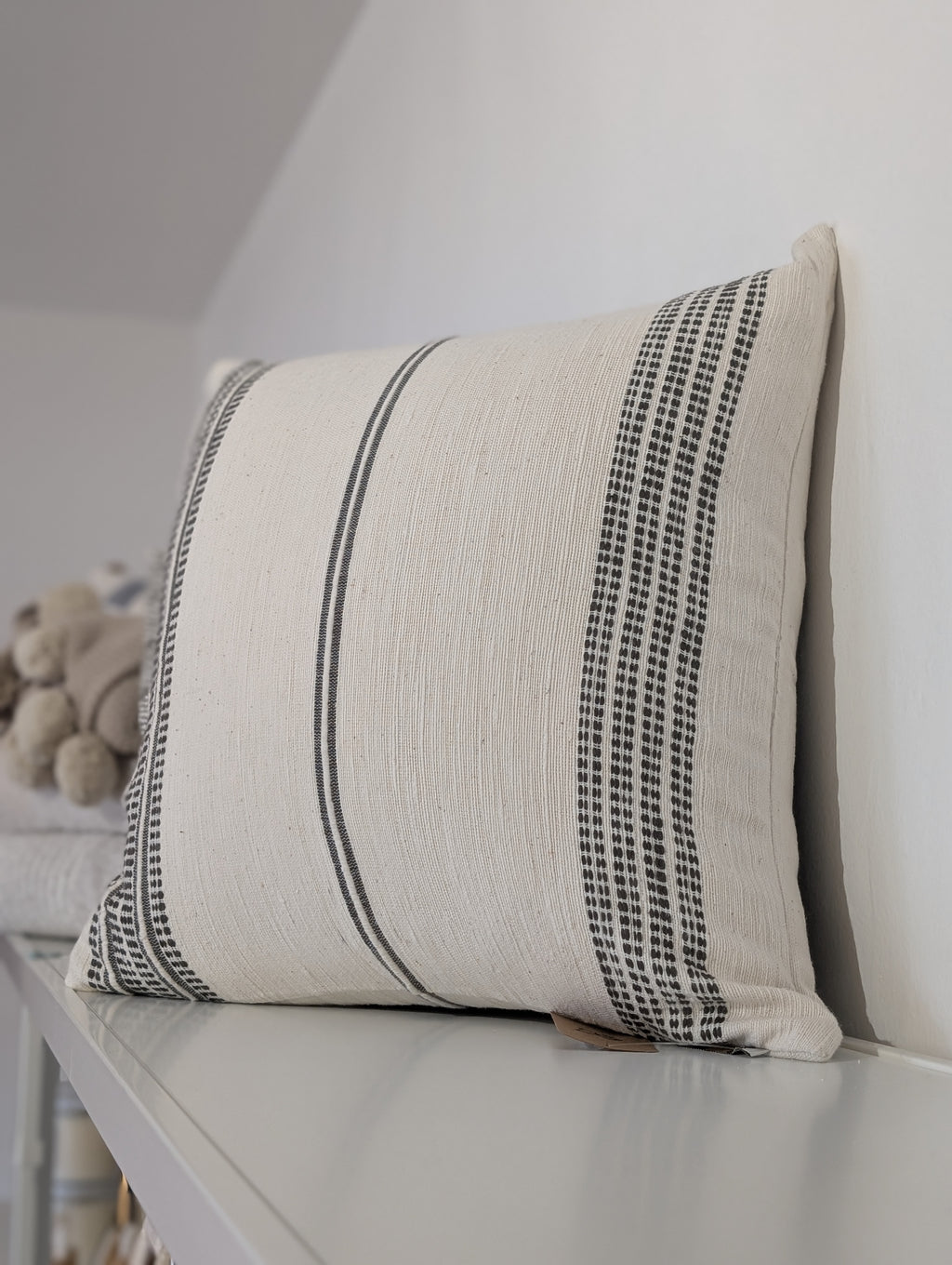 18” aden cotton throw pillow - natural + gray