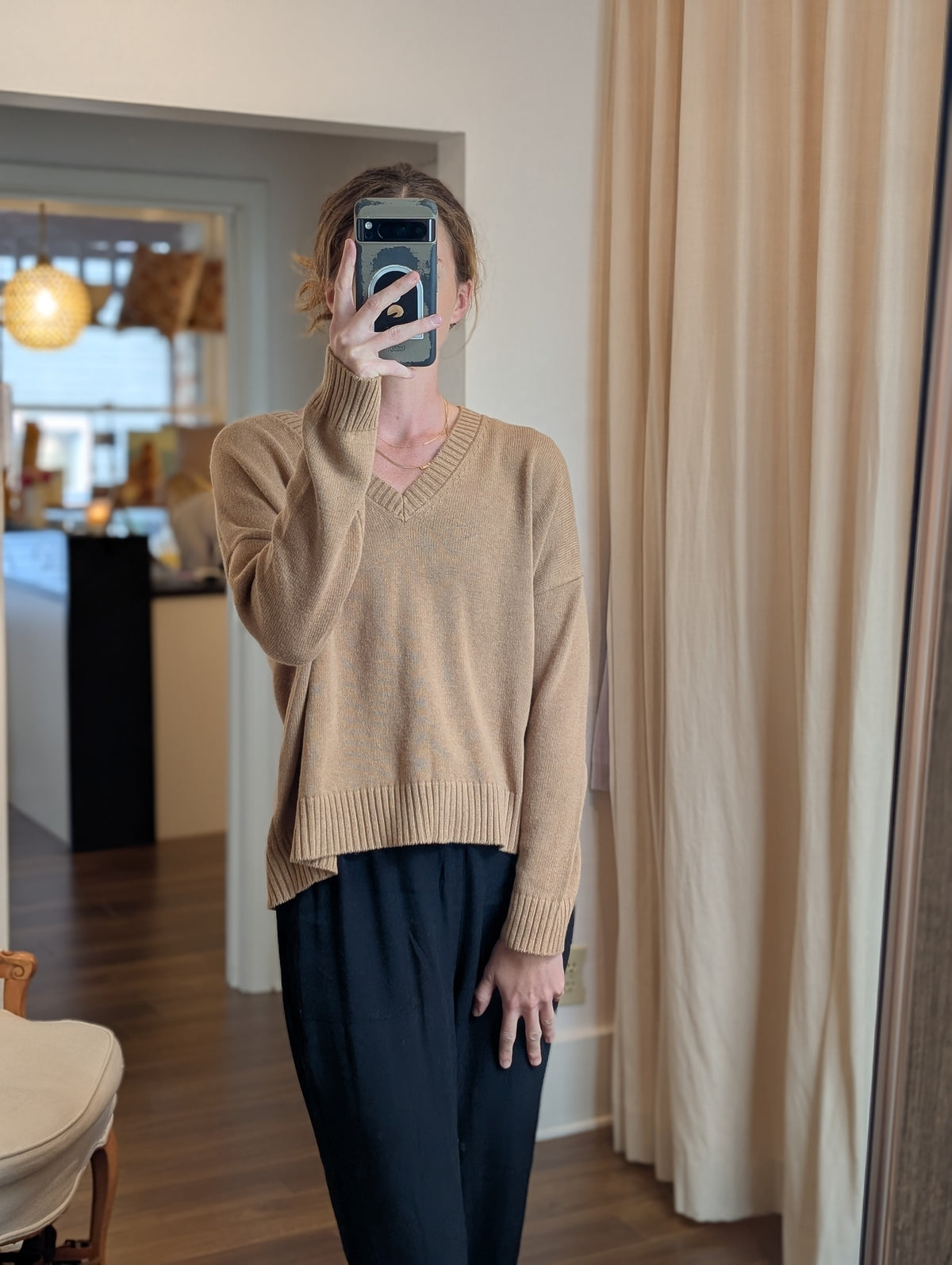 cotton cashmere boxy v neck