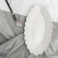 ceramic scalloped tray in white