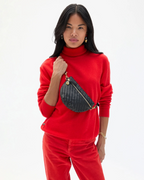 petite fanny in woven zig zag - black