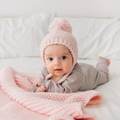 garter stitch baby bonnet - blush