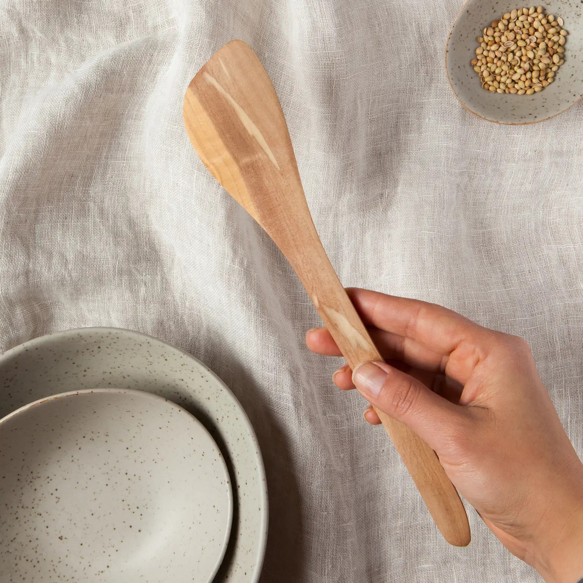olive wood corner spatula