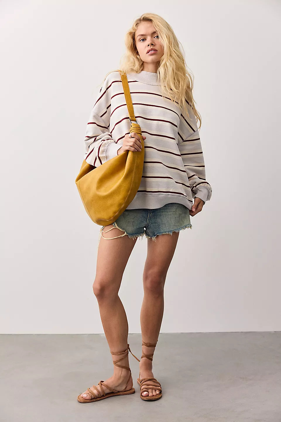 palm spring pullover in washed blue combo