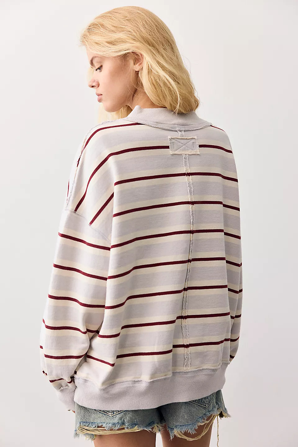 palm spring pullover in washed blue combo