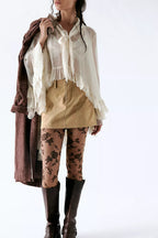 floral flocked tights in espresso
