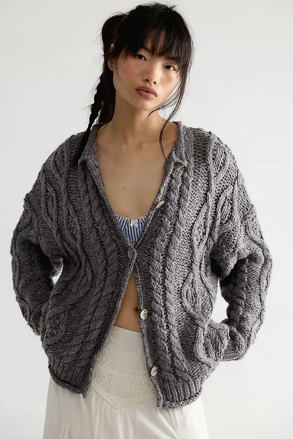 opal cardigan in steel grey