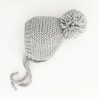 garter stitch baby bonnet - ice grey