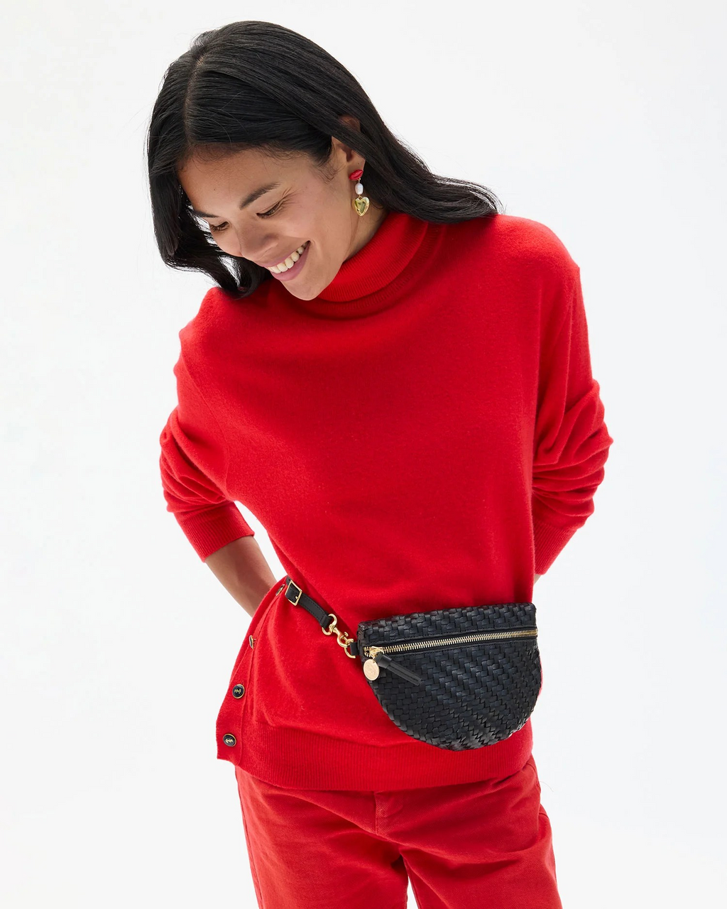 petite fanny in woven zig zag - black