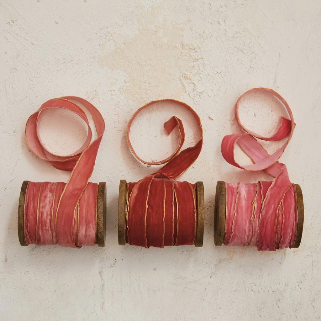 velvet ribbon on wooden spool - large