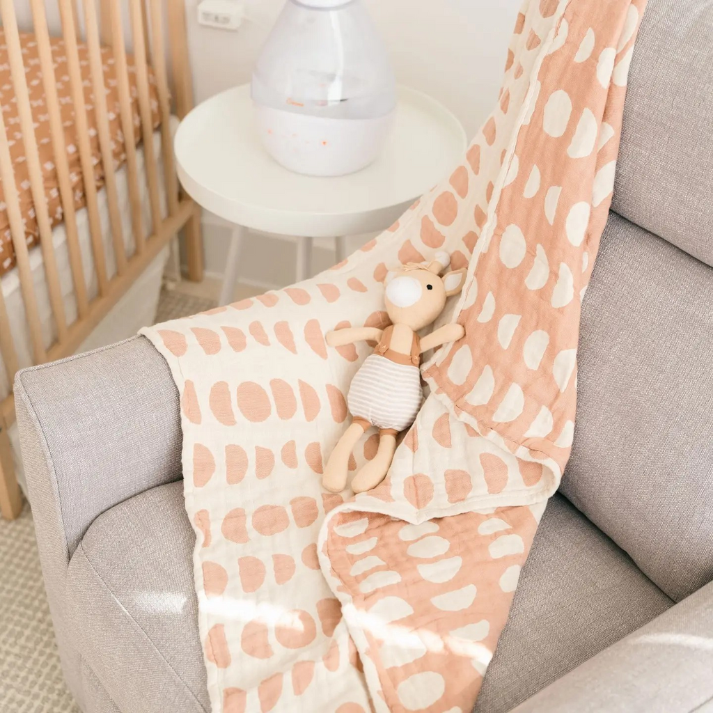 jacquard blanket in copper moons