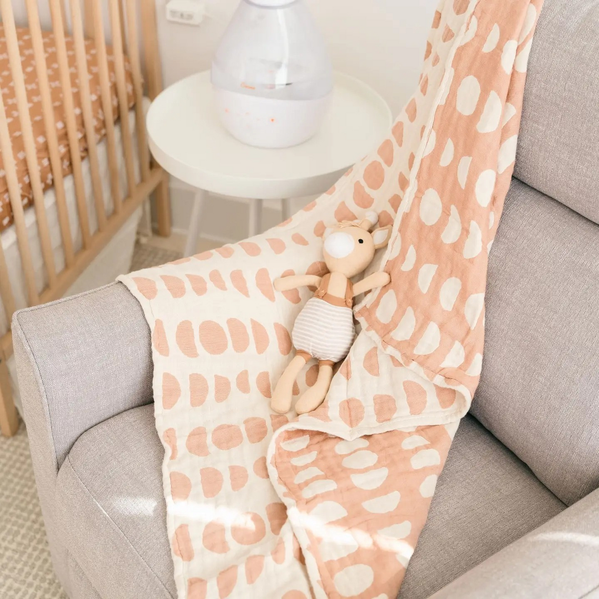 jacquard blanket in copper moons