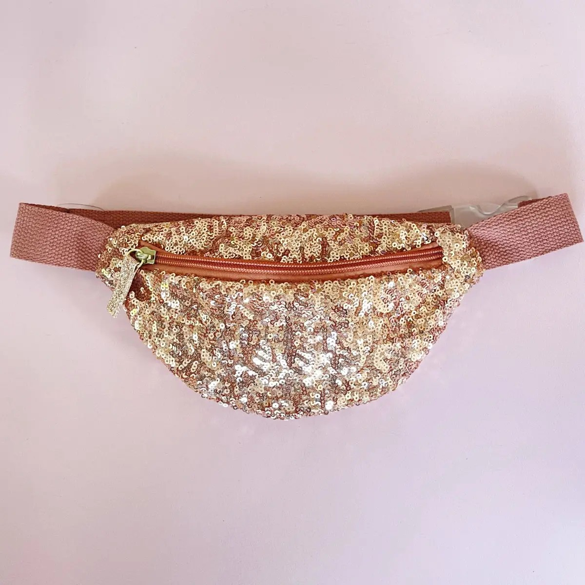 pink sequin fanny pack