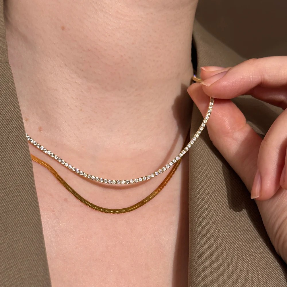 diana tennis necklace in gold