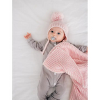garter stitch baby bonnet - blush