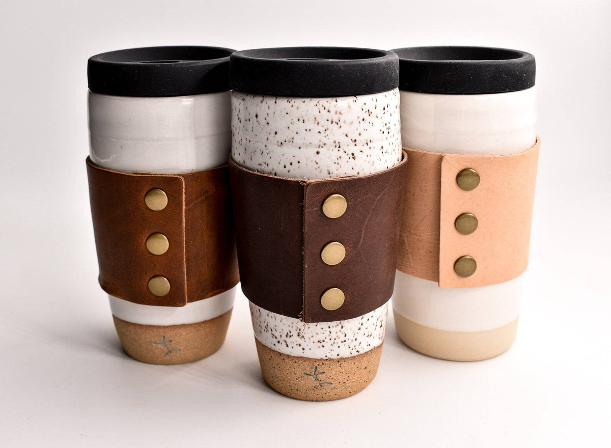 Travel Mug with Leather Holder